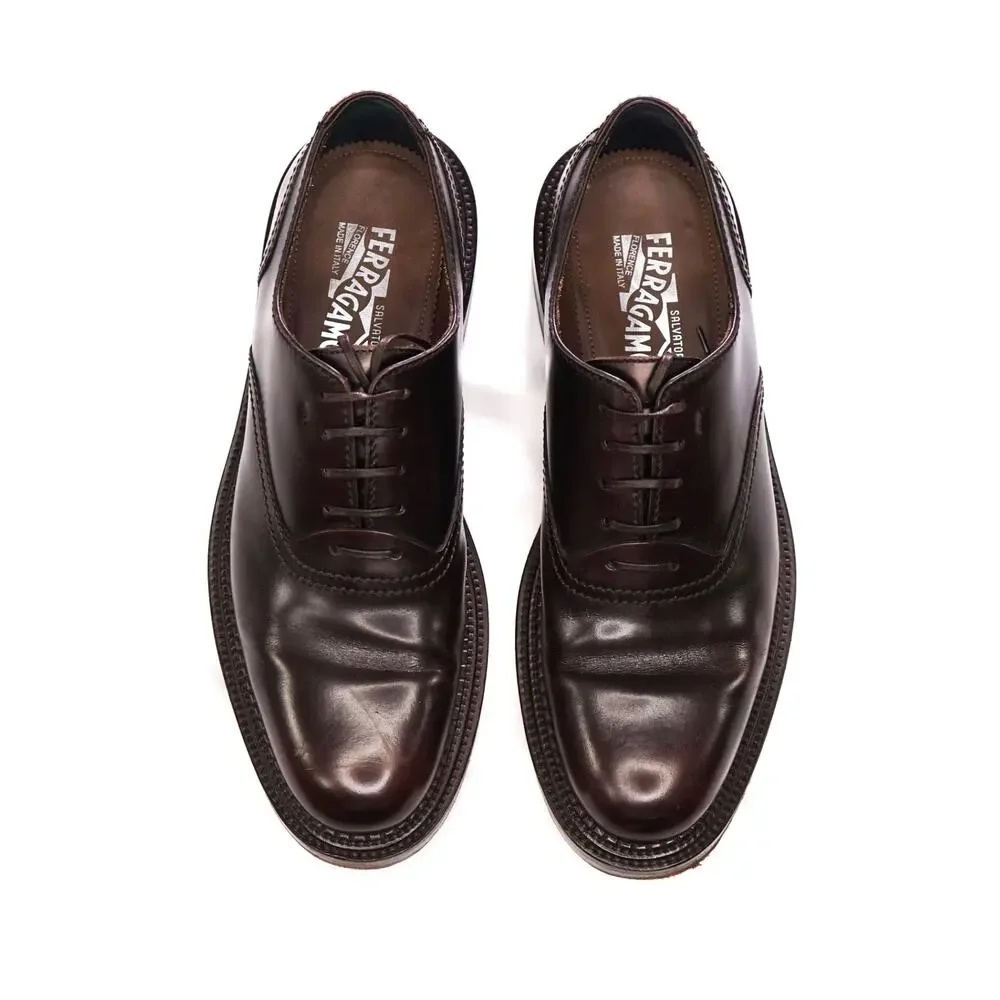 $1,095 FERRAGAMO - Brown Leather Oxfords - 9.5 D